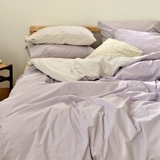 PRIELLE Breathe 高密度生物水洗純棉單層被套, 薰衣草紫 + 象牙白