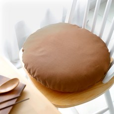 CASA VERDE 11支亞麻日常氛圍素色圓形坐墊, 棕色