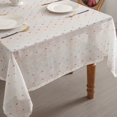 Souplace 彩虹圓點팡桌布, 1個, 白色, 140 x 100 cm