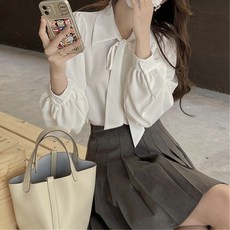 아이엠몽 여성용 세서티 프렌치 보우 블라우스