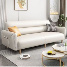 접이식 등받이 각도조절 2인용 소파베드 L24, 크림색