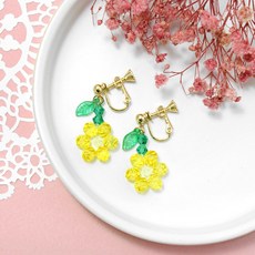 女孩童花朵串珠耳環