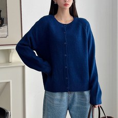 針織女款柔軟基本款圓領拉克蘭Infer開襟衫