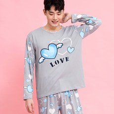 eline 男性用愛心天使長袖睡衣上下套裝