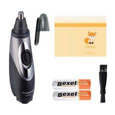 Panasonic 鼻毛修剪器+AA 電池 2入+清潔刷+清潔袋 15入 ER-430K, 混合顏色