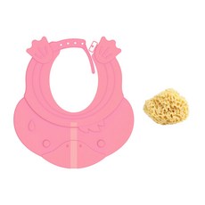 ange 河童造型彈性護耳洗髮帽+沐浴海綿 M號, 粉色