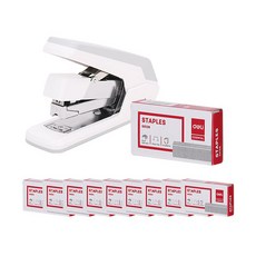 deLi 簡易訂書機 E0371+訂書針 10號 1000入 10組, 隨機發貨（訂書機），單色（芯）, 1套