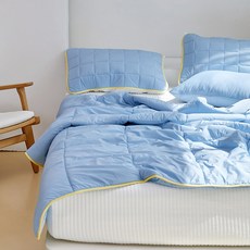 바자르 프리미엄 아이스 냉감 여름 이불, 스카이블루 + 옐로우