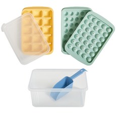 EASY&FREE 瞬取 5號製冰盒 35格 175g + 15格 300g + 1.9L儲存盒 + 冰鏟套組, 薄荷綠(35格), 黃色(15格), 藍色(冰鏟), 1個