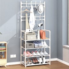 milsten 多功能玄關鞋架立式衣架, 白色