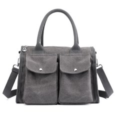 方形多口袋肩背包, 灰色