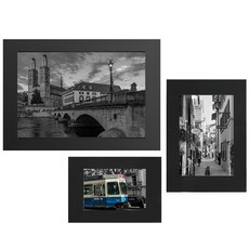城市海報無框掛畫 3件組, 黑色