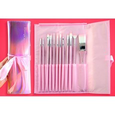 Liz Jainy 美術用品 粉紅極光 油畫筆 04 12件組 + 禮物袋 珍珠粉棒, 1套, 277 x 80 x 30