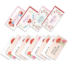 2Youngdesign 康乃馨書法零用錢信封 10p + 水彩零用錢卡片 4, 1套, 隨機發貨（信封）