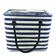 四角現代條紋沐浴籃 海軍藍, 1個, 黑色