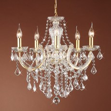 인스타조명 데이지 5등 크리스탈 샹들리에 펜던트, 골드