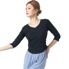 Hotdaysome 舞蹈運動V領T恤 中款, 黑色