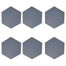 BELLOVIE 六角形矽膠杯墊 6入 含收納盒, 海軍藍, 6個
