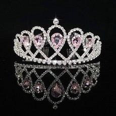 Estella 水滴纏繞髮飾 婚禮頭飾 珠寶皇冠 自助婚紗 WT402, 1個, 銀色粉色