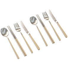 Dalpaengi Living 純粹餐具雙人全套組, 湯匙x2, 筷子x2, 叉子x2, 刀子x2, 1套, 奶油白