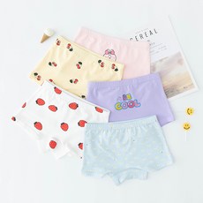 女童款草莓花朵四角平口內褲 5件組