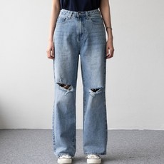 Pippin 女款 短/中/長版 復古水洗破損寬褲 710291