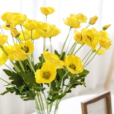 Happy Village 人造罌粟花 5入, 黃色, 5個
