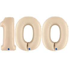 GRABO BALLOONS 大型數字100銀箔氣球, 1套, 奶油色