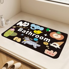 데이소이 낙서 캐릭터 흡착 욕실 욕조 매트 70 x 40 cm, 02 강아지 아이스크림, 1개