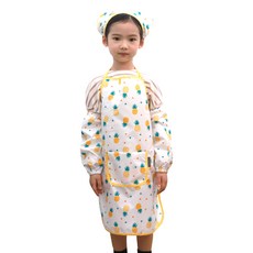 bebe chouette 孩童印花防水圍裙+頭巾+伸縮扣 2入+袖套