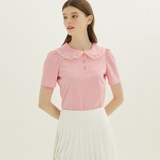 DEBB Play 女款網眼荷葉邊領上衣 T恤 DEAMB2040M