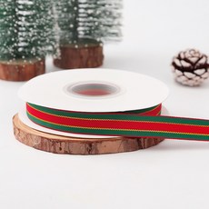 리드홈 크리스마스 장식 구츄리 오너먼트 리본끈 폭 1.5cm, 그린레드, 1개, 27m
