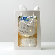 morningscent 조화 소프트 패브릭 니트 꽃다발 + LED 조명 + 쇼핑백 세트, 블루(꽃다발), 1개 블루(꽃다발), 1개