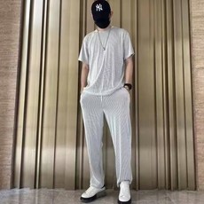 구디프 남성용 냉감 통기성 쿨소재 반팔 티셔츠 + 바지 세트