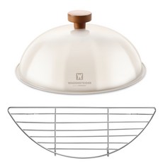 WAGENSTEIGER 不鏽鋼鍋蓋 24cm 象牙白+304不鏽鋼瀝油網架 32cm, 1組