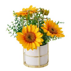 민성컴퍼니 조화 골드 케이지 미니화분, 해바라기, 1개