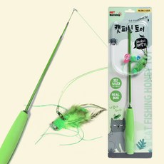 펫모닝 캣피싱 허니허니 메뚜기 3단 낚싯대, 그린, 1개