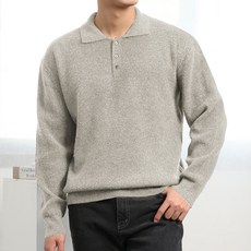 단군 남성용 베이직 리브 카라 루즈핏 울 니트