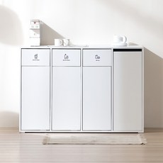 서울소호 클린 분리수거 슬림수납장 방문설치, 화이트, 4단