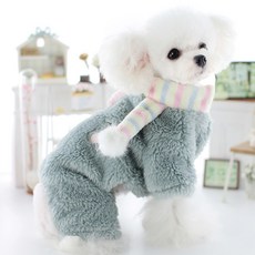 Lanboer 狗狗圍巾蝴蝶結貓咪超細纖維連身衣, 藍色