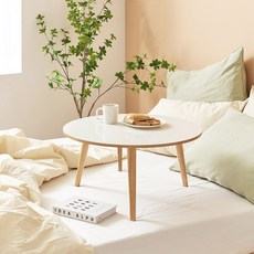 I CAN COMPANY Pond 圓形 600 LPM 原木腳茶几, 白色