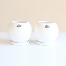 Garden in the City 現代圓形罐式花盆, 白色, 2個