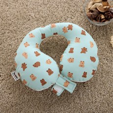 투토츠 유아용 사계절 카시트 목베개, 큐티베어민트, 1개