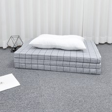 Magic Bed 格紋3段折疊海棉床墊, 格紋灰色, 5 厘米