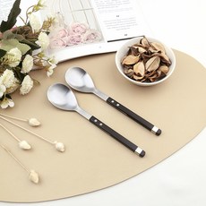 Bogen 方形Solen餐具甜點匙, 2個, 黑色