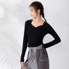 Flos 女士串色瑜伽服長袖 T恤