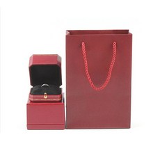 Paradiso 高級素色飾品禮物單支戒指盒 + 提袋, 1套, 紅色