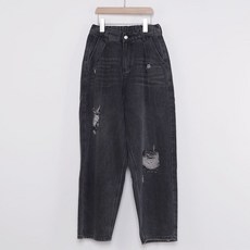 빼빼 여성용 핀턱 오버핏 빈티지 디스트로이드 데님 청바지