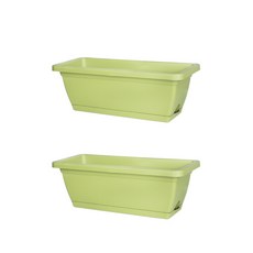 블랙트리 클래식 사각 플라스틱 대형 화분 2p, 그린