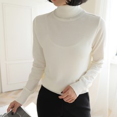 BBAEBBAE 女款保暖基本款長領高領針織T恤